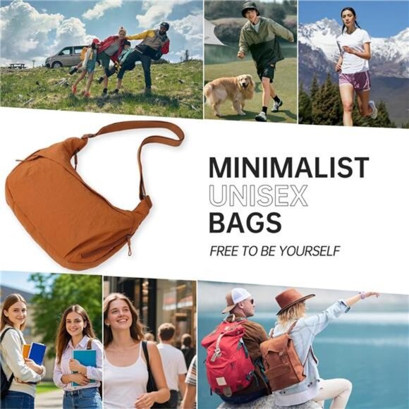 Crescent Bags Nylon Hobo Bags Camel - Picture 7 of 7